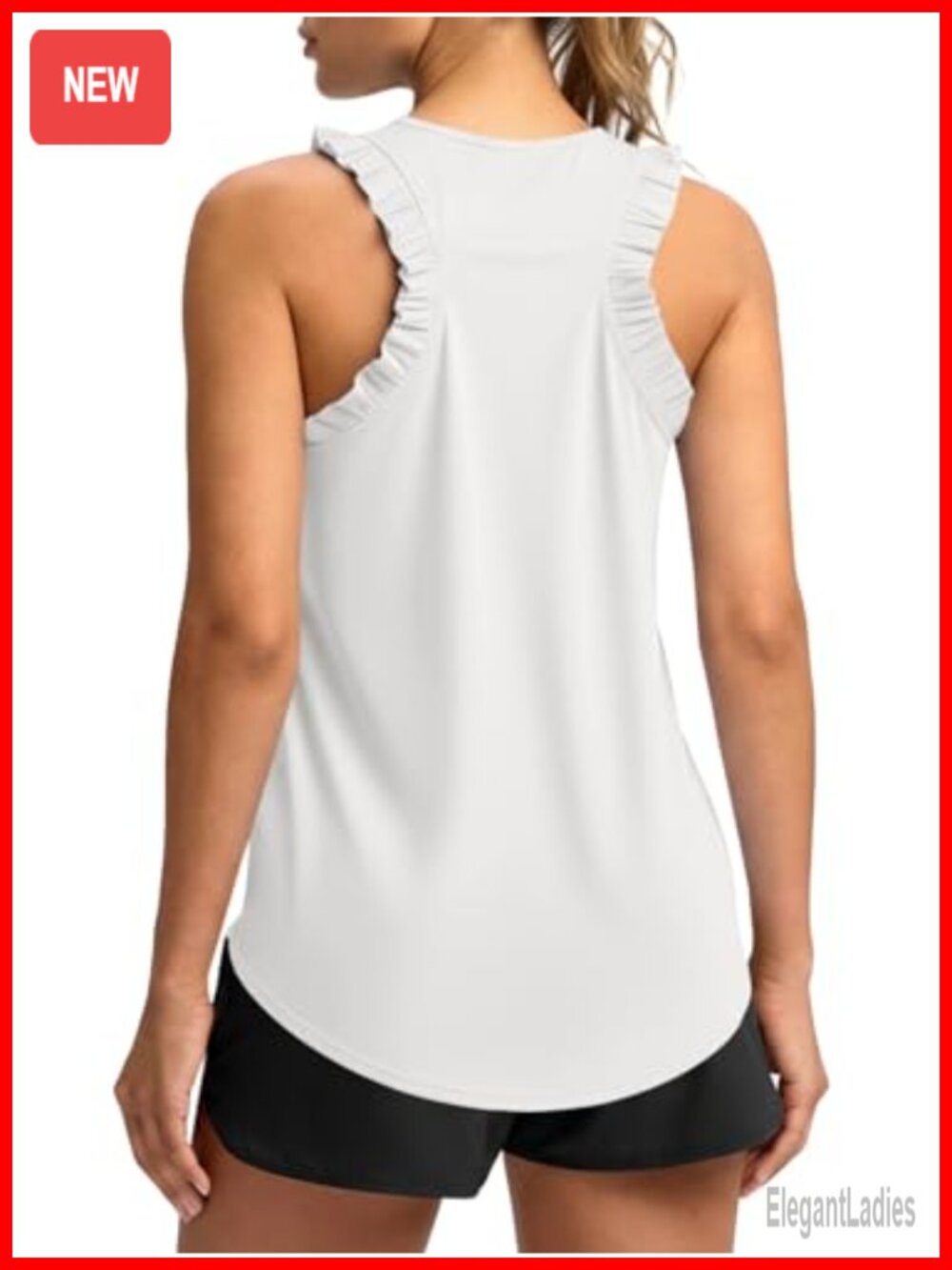 Ruffle Sleeveless Workout Tank Top Loose Fit Athletic Yoga Gym Tee
